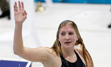 Britain's Rebecca Adlington waves to the crowd at London 2012