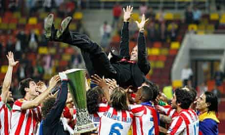 Atlético Madrid celebrate winning the 2012 Europa League