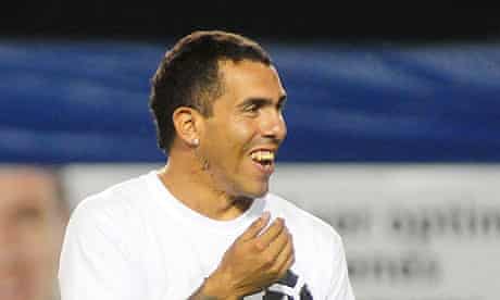 Manchester City's Carlos Tevez attending a football match in Buenos Aires