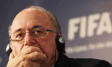 the Fifa president, Sepp Blatter, looking and thinking