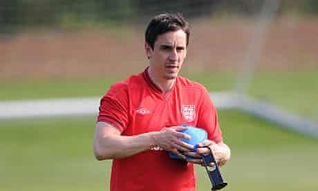 Gary Neville at an England training session