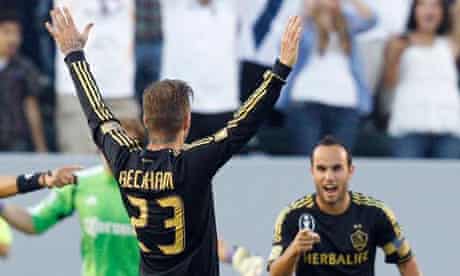 David Beckham and Landon Donovan, LA Galaxy vs Chivas