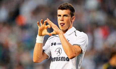 Gareth Bale celebrates scoring for Tottenham against LA Galaxy on Tuesday evening