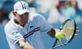 Andy Roddick hits a return to Rhyne Williams at Flushing Meadow