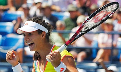Laura Robson of Britain celebrates beating Li Na of China in the third round of the US Open