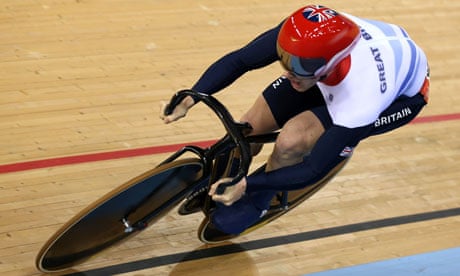 Jason Kenny of Team GB on his way to an Olympic record in qualifying for the men's sprint