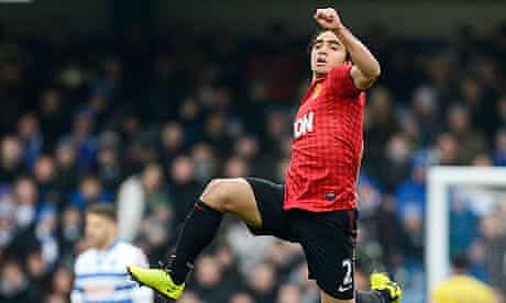 Manchester United's Rafael da Silva celebrates against Queens Park Rangers in the Premier League
