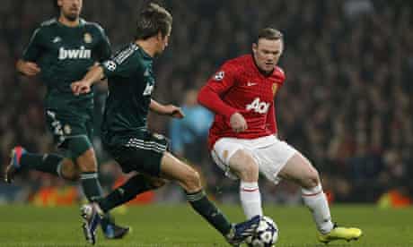Wayne Rooney in action, Manchester United v Real Madrid