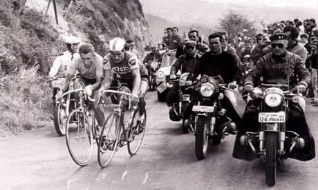 Jacques Anquetil, left, and Raymond Poulidor duel for the lead on the Puy-de-Dôme back in 1964