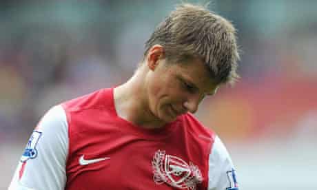 Andrey Arshavin looks dejected at Arsenal