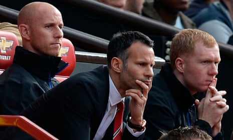 Ryan Giggs and coaches Butt and Scholes