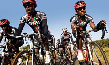 Kenyan cyclists Samwel Ekiru, Suleiman Kangangi, Paul Ariko