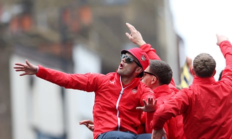 Jack Wilshere during Arsenal's FA Cup final victory parade on Sunday