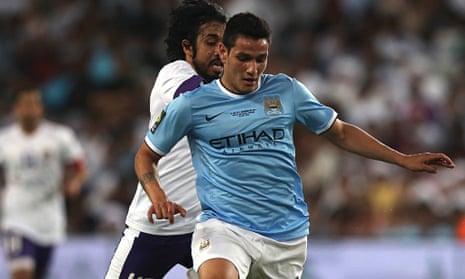 Marcos Lopes in action for Manchester City in May 2014