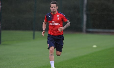 Mathieu Debuchy in training for Arsenal last month
