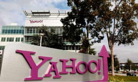 Yahoo logo on a sign outside its Sunnyvale Campus
