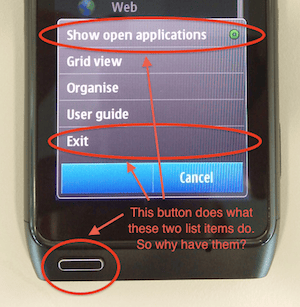 Nokia N8: stupid list management