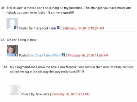 Comments by Facebook users at ReadWriteWeb.com
