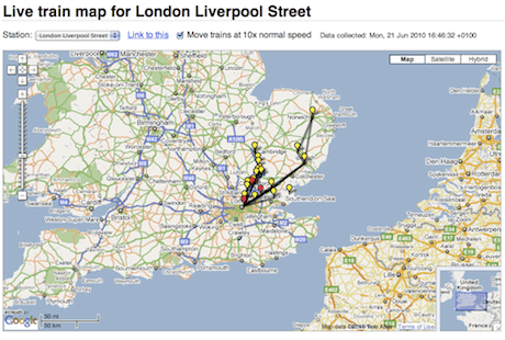 Live National Rail trains map
