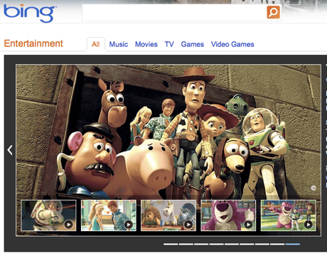 Bing adds entertainment