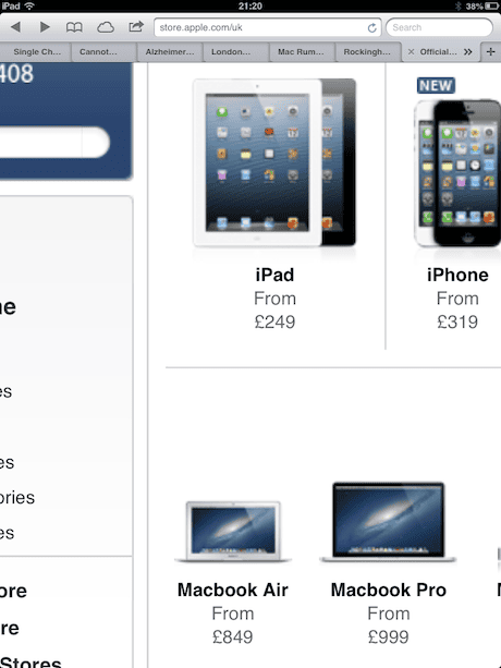 Ipad Mini Uk Pricing Will Start At 249 Screenshot Suggests Ipad The Guardian
