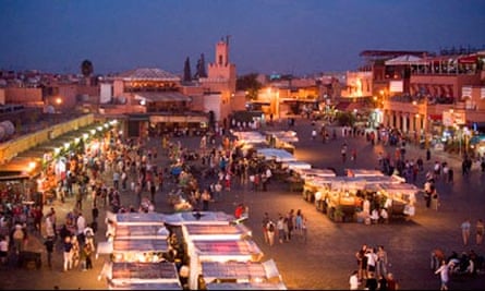 Djemaa el Fna square by night Marrakesh Morocco