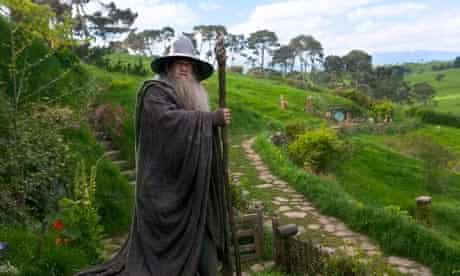 Sir Ian McKellen (as Gandalf) on the Hobbit set
