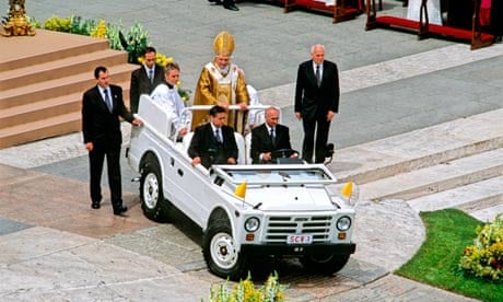 Pope Benedict in his popemobile at his inauguration