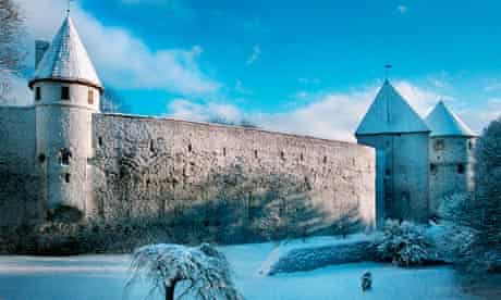 Tallinn's medieval town wall in winter