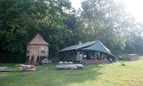 Safari tent and treehouse at Dandelion Hideaway
