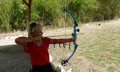 Rachel Dixon trying archery at Reservoir Range