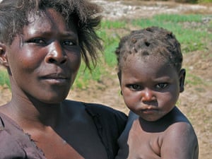 congo: Bemba woman and child on the shores of Lake Mweru
