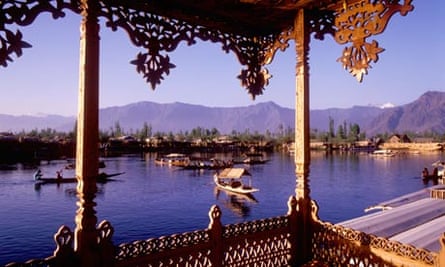 View from a houseboat on Dal Lake, Srinagar.