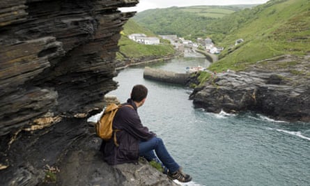 Looking over the harbour from the cliffs at Boscastle, Cornwall