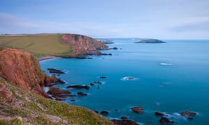Clifftops above Ayrmer Cove, looking towards Burgh Island, Devon