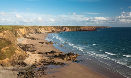 Cliff top view of Marloes Sands on the Pembrokeshire coast