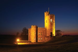 cool cottages devon: Tawstock Castle at night