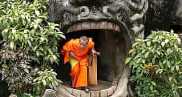 A Monk in Buddha park, Laos 