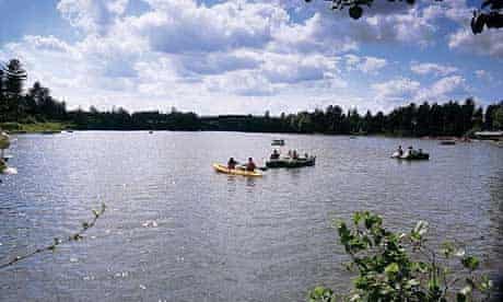 Elveden Forest Lake with canoes, Center Parcs
