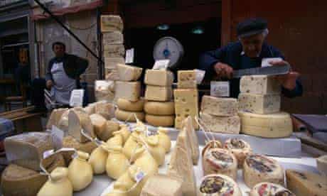 Cheese at a food market in Sicily