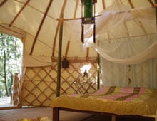 The interior of a yurt at Canvas Chic, France