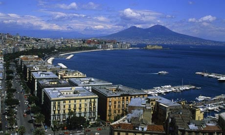 Naples harbour with Vesuvius in the background, Italy