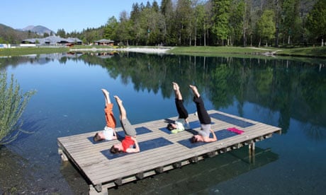 Yoga outside at La Source in the Alps, France