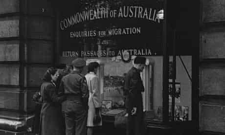 Looking in Emigration Office for Australia in 1945