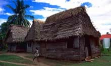 Ethno-tourism:  Grass hut in Garifuna settlement of Tacamacho, Honduras