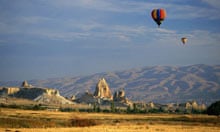 Hot air balloons in the sky, Uchisar, Cappadocia, Turkey