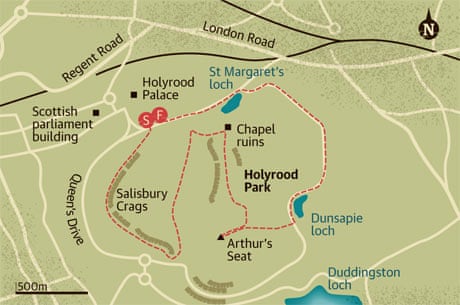 Walking map of Holyrood Park, Edinburgh