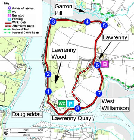Lawrenny, Wales walk map