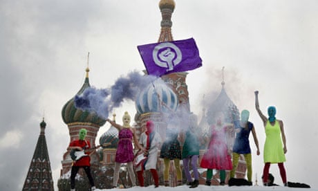 Pussy Riot protest at the Kremlin in Moscow.