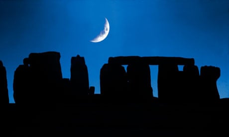 Cresent moon over Stonehenge